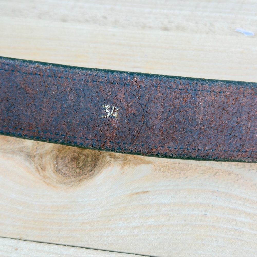 Y2K Boho Leather Belt w/ Chunky Brass Flower Buckle – Fits 30 - Picture 13 of 13